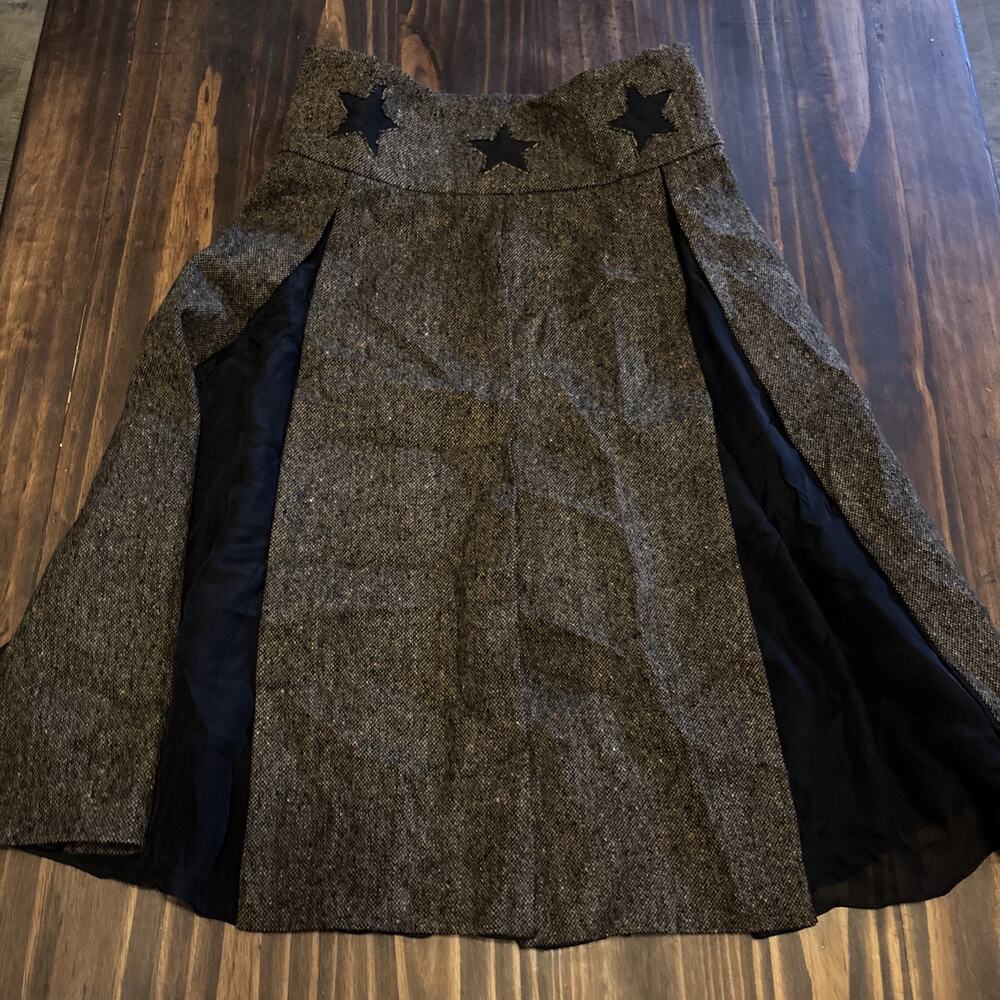 Givenchy Wool Pleated Skirt Stars Sheer Pleats 36 6